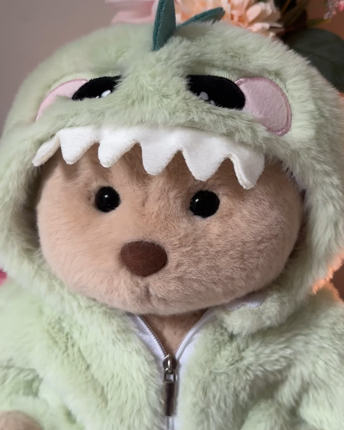 Rex dino bear – dinosaur outfit detail – BibuBears plush toy
